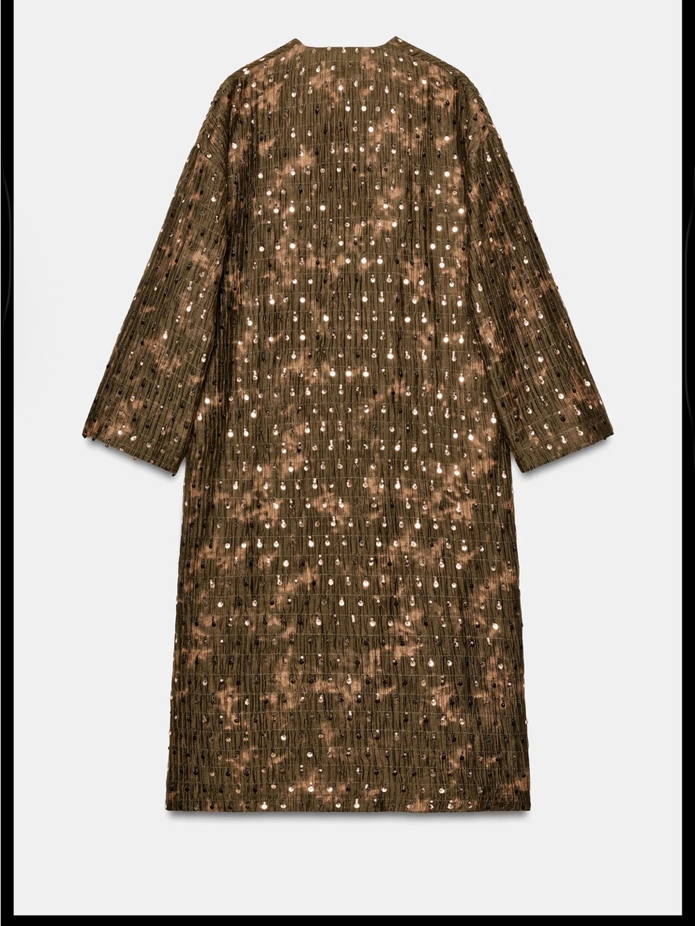 Zara Sequin Embellished Olive Brown long kimono jacket great for festival XS-S - Picture 2 of 5